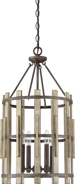 Quoizel loft függeszték wood hollow fekete falusias elsqz-wood-hollow-4p
