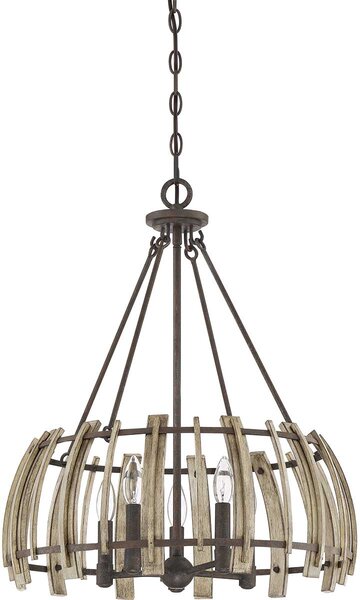 Quoizel loft függeszték wood hollow fekete falusias elsqz-wood-hollow-5p