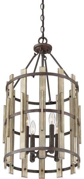 Quoizel loft függeszték wood hollow fekete falusias elsqz-wood-hollow-4p