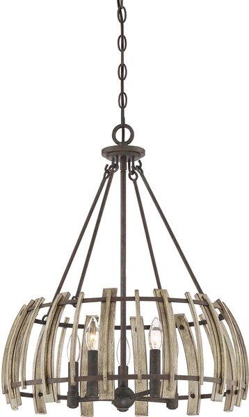 Quoizel loft függeszték wood hollow fekete falusias elsqz-wood-hollow-5p