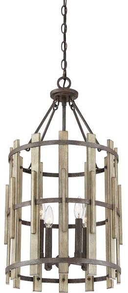 Quoizel loft függeszték wood hollow fekete falusias elsqz-wood-hollow-4p