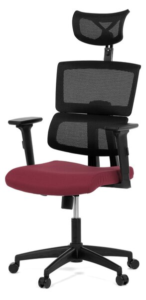 Kancelářská židle, potah bordó látka a černá síťovina MESH, houpací mech