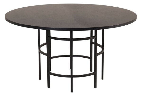 Asztal Dallas 243, Fekete, 74cm, Közepes sűrűségű farostlemez, Természetes fa furnér, Fém