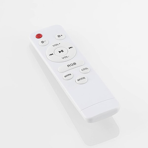 Lindby Elpida LED mennyezeti lámpa, hangszóró, fehér, Ø 39cm, dimmelhető, Fehér / opál, Nappali / Étkező, Műanyag, Modern
