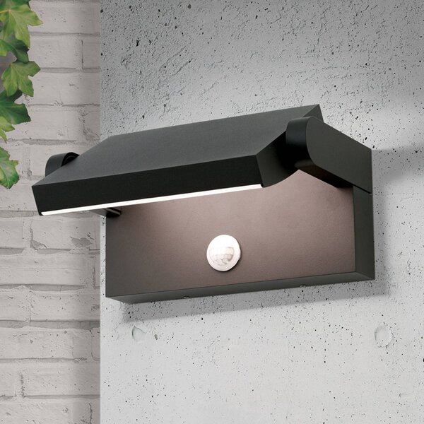 ORION LED kültéri fali lámpa Ginger, érzékelő, antracit, IP54, Fekete, Alumínium, Modern
