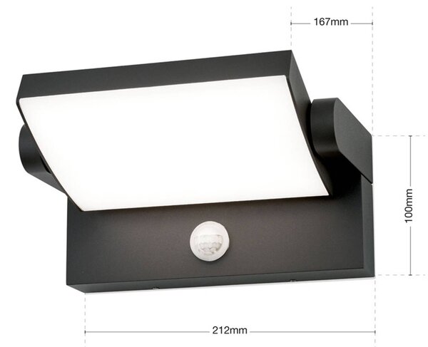 ORION LED kültéri fali lámpa Ginger, érzékelő, antracit, IP54, Fekete, Alumínium, Modern