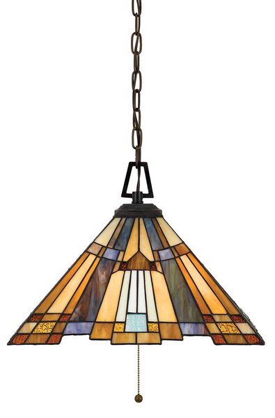 Quoizel klasszikus tiffany függeszték inglenook antik bronz színezett elsqz-inglenook-p-a