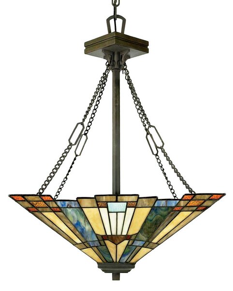 Quoizel klasszikus tiffany függeszték inglenook antik bronz színezett elsqz-inglenook-p-b