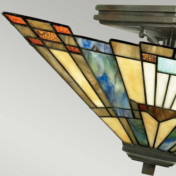 Quoizel klasszikus tiffany mennyezeti lámpa inglenook antik bronz színezett elsqz-inglenook-sf