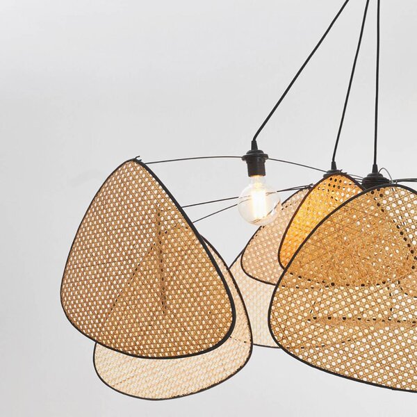 MARKET SET Screen XXL lógó világítás, 90 cm, természetes, rattan, dimmelhető, Fekete, Nappali / Étkező, Fa, Dizájn