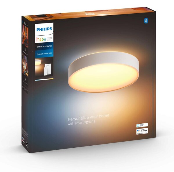 Philips Hue Enrave LED mennyezeti lámpa 42.5cm fehér, dimmelhető, Fehér / opál, Nappali / Étkező, fém, Modern