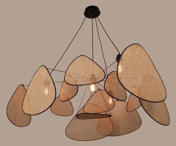 MARKET SET Screen XXL lógó világítás, 90 cm, természetes, rattan, dimmelhető, Fekete, Nappali / Étkező, Fa, Dizájn
