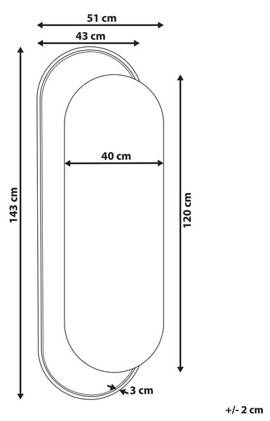 Falitükör CREIL 51 cm 143 cm PE Rattan Természetes