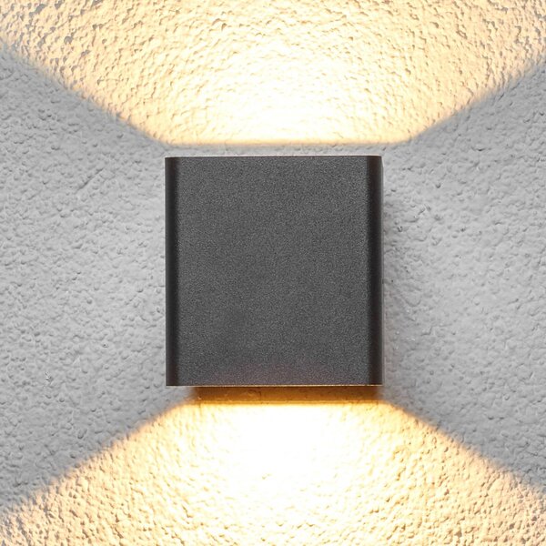 Lucande LED kültéri fali lámpa Aaron, antracit, IP54, fel/le, fel/le, Fekete, Alumínium, Modern