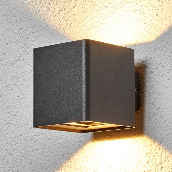 Lucande LED kültéri fali lámpa Aaron, antracit, IP54, fel/le, fel/le, Fekete, Alumínium, Modern