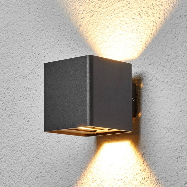 Lucande LED kültéri fali lámpa Aaron, antracit, IP54, fel/le, fel/le, Fekete, Alumínium, Modern