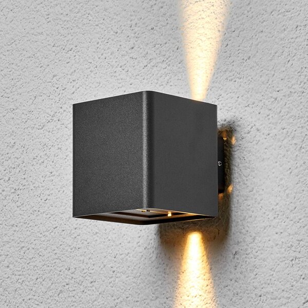 Lucande LED kültéri fali lámpa Aaron, antracit, IP54, fel/le, fel/le, Fekete, Alumínium, Modern