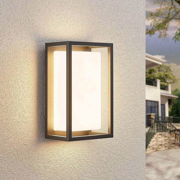 Lucande LED kültéri fali világítás Ilirian, antracit, alumínium, 15 cm, Fekete, Alumínium, Modern