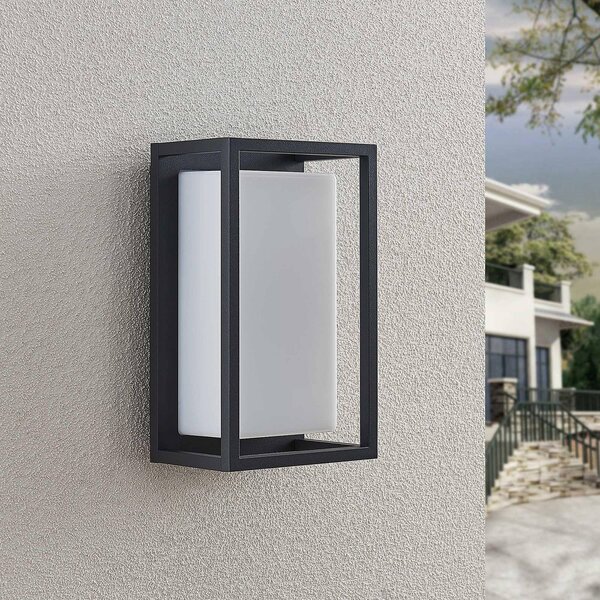 Lucande LED kültéri fali világítás Ilirian, antracit, alumínium, 15 cm, Fekete, Alumínium, Modern