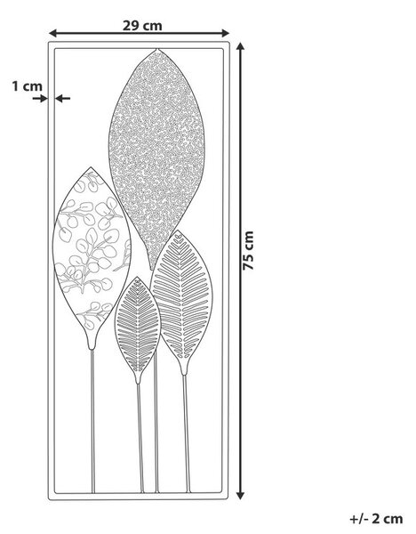 Fali Dekoráció Levél PLATINUM Fém 75 cm Színes