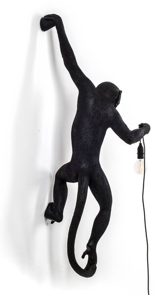 SELETTI LED dekor kültéri lámpa Monkey Lamp bal fekete, Fekete, Műanyag, Dizájn