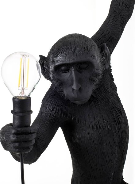 SELETTI LED dekor kültéri lámpa Monkey Lamp bal fekete, Fekete, Műanyag, Dizájn