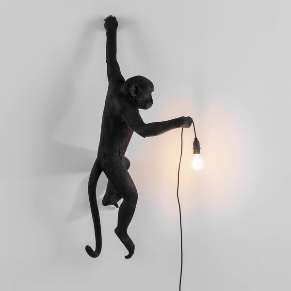 SELETTI LED dekor kültéri lámpa Monkey Lamp bal fekete, Fekete, Műanyag, Dizájn