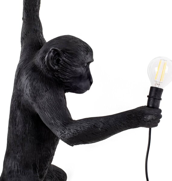 SELETTI LED dekor kültéri lámpa Monkey Lamp bal fekete, Fekete, Műanyag, Dizájn