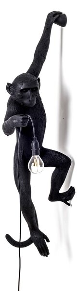 SELETTI LED dekor kültéri lámpa Monkey Lamp bal fekete, Fekete, Műanyag, Dizájn