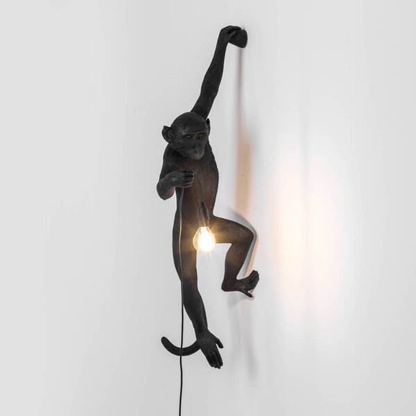 SELETTI LED dekor kültéri lámpa Monkey Lamp bal fekete, Fekete, Műanyag, Dizájn