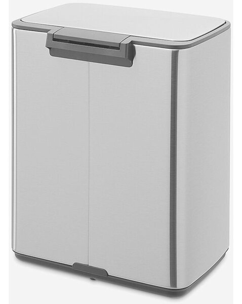Brabantia Bo Pedal Bin pedálos hulladékgyűjtő szagmentesen záródó Soft-Close fedél, karcsú, négyzetes forma, műanyag tartály, 12L - C méret, r.m. acél, selyem matt ujjlenyomatmentes - 238048
