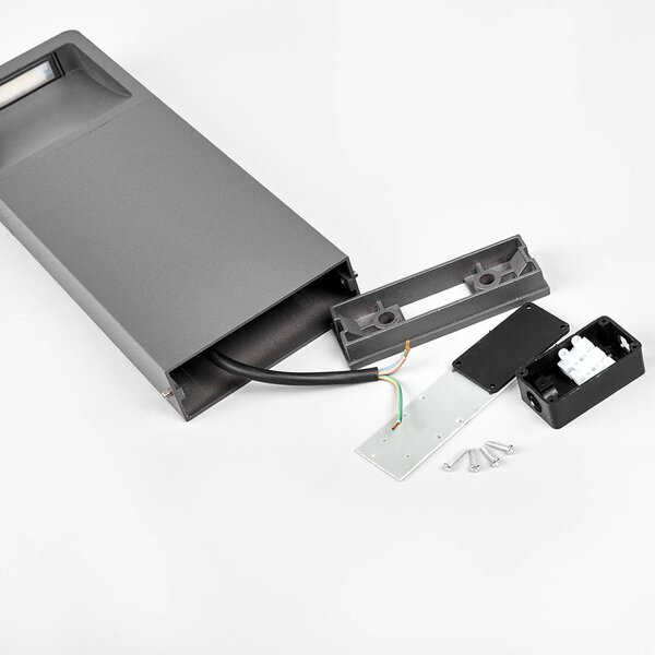 Lucande LED talapzati lámpa Leya, 35 cm, antracit, fém, IP54, Fekete, Alumínium, Modern