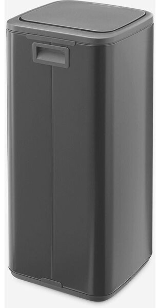 Brabantia Bo Touch Bin nyomófedeles hulladékgyűjtő, karcsú, négyzetes forma, műanyag tartály, 30L - O méret, acél, matt fekete - 238208