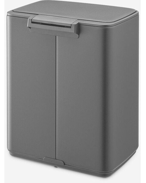 Brabantia Bo Pedal Bin pedálos hulladékgyűjtő szagmentesen záródó Soft-Close fedél, karcsú, négyzetes forma, műanyag tartály, 12L - C méret, acél, határtalan szürke ásványi textúra - 238086