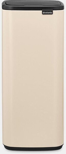 Brabantia Bo Touch Bin nyomófedeles hulladékgyűjtő, karcsú, négyzetes forma, műanyag tartály, 30L - O méret, acél, világos bézs - 238222