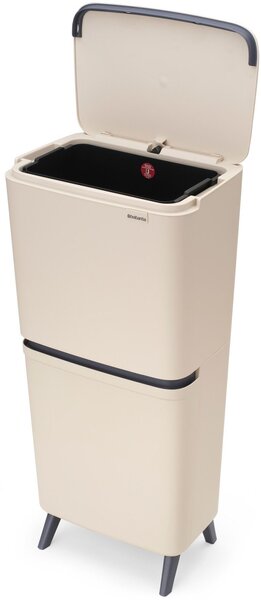 BRABANTIA SortUp Recycle Bin Hi 2 szintes szelektív hulladékgyűjtő torony lábakon felhajtható fedéllel 20+25L műanyag világos bézs 275005 BR275005