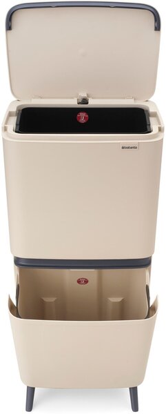 BRABANTIA SortUp Recycle Bin Hi 2 szintes szelektív hulladékgyűjtő torony lábakon felhajtható fedéllel 20+25L műanyag világos bézs 275005 BR275005
