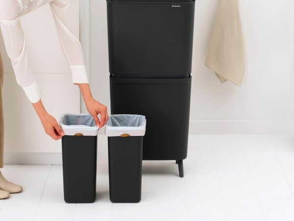 Brabantia SortUp Recycle Bin Hi 2 szintes szelektív hulladékgyűjtő torony lábakon, felhajtható fedéllel, 10+10+25L- J méret, műanyag, sötétszürke - 275043
