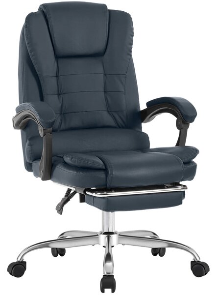 Quasar & Co.® irodai szék, Beta modell, ergonomikus, állítható magasságú, állítható háttámlával, kihúzható lábtartóval, 5 forgó görgős üléssel, krómozott lábtartóval, eko bőrrel, petrol szürk