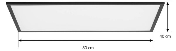 Lindby LED panel Lamin, fekete, 80 cm, CCT, fényerőszabályzó, távirányítóval, dimmelhető, Fekete, Nappali / Étkező, Modern