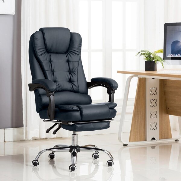 Quasar & Co.® irodai szék, Beta modell, ergonomikus, állítható magasságú, állítható háttámlával, kihúzható lábtartóval, 5 forgó görgős üléssel, krómozott lábtartóval, eko bőrrel, petrol szürk