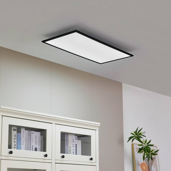 Lindby LED panel Lamin, fekete, 80 cm, CCT, fényerőszabályzó, távirányítóval, dimmelhető, Fekete, Nappali / Étkező, Modern