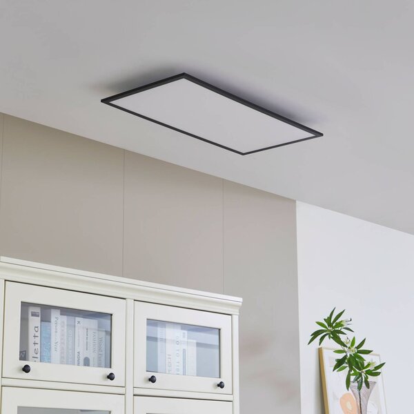 Lindby LED panel Lamin, fekete, 80 cm, CCT, fényerőszabályzó, távirányítóval, dimmelhető, Fekete, Nappali / Étkező, Modern
