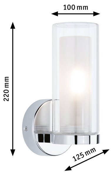 Paulmann Luena fali világítás IP44 króm E14 1 izzó, dimmelhető, Króm / ezüst, Nappali / Étkező, fém, Modern