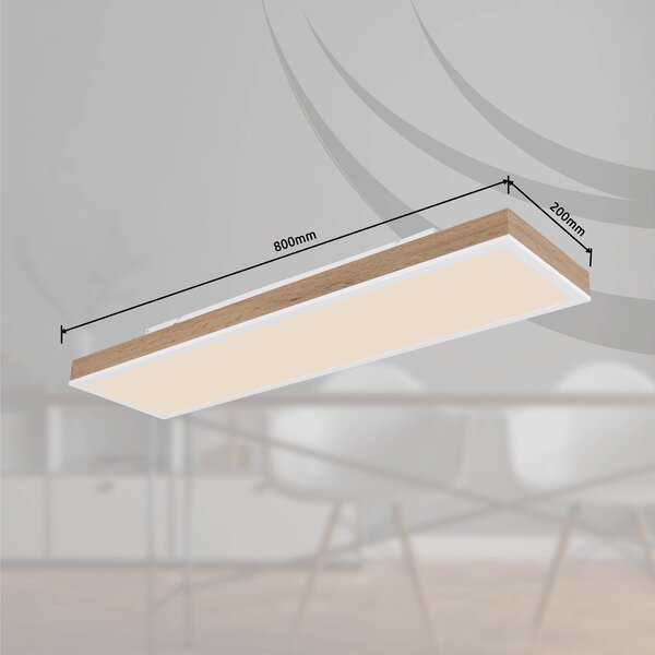 Globo LED mennyezeti lámpa Doro, hossza 80 cm, sötét fa, CCT, dimmelhető, Sötét fa, Nappali / Étkező, Fa, Modern