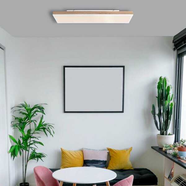 Globo LED mennyezeti lámpa Doro, hossza 80 cm, sötét fa, CCT, dimmelhető, Sötét fa, Nappali / Étkező, Fa, Modern
