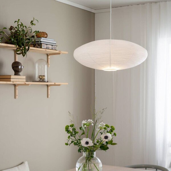 PR Home függőlámpa Yuni, fehér, Ø 60 cm, fehér felfüggesztés, E14, dimmelhető, Fehér / opál, Nappali / Étkező, Papír / lunolit / lunopal, Skandináv
