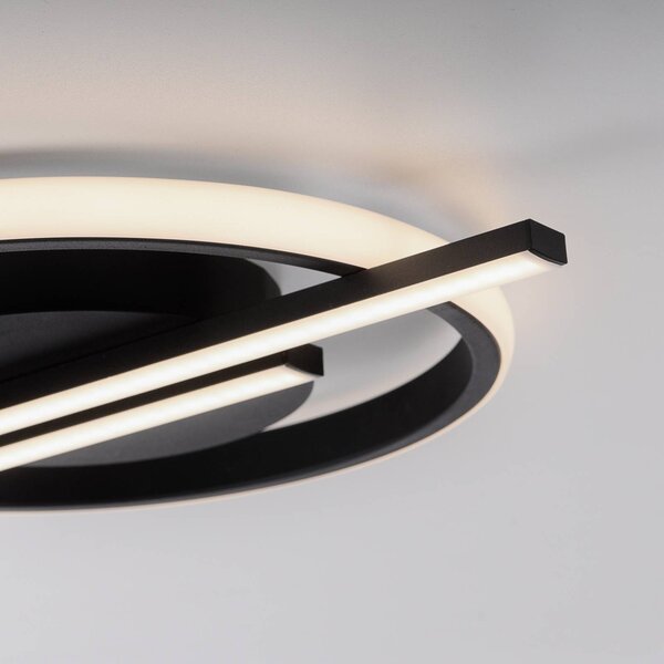JUST LIGHT. GmbH Korsa LED mennyezeti lámpa, fekete, Ø31cm, dimmelhető, dimmelhető, Fekete, Nappali / Étkező, fém, Modern