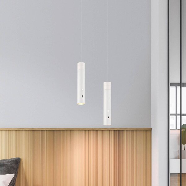 JUST LIGHT. GmbH LED tölthető függőlámpa Attach, fehér, vas, dimmelhető, Fehér / opál, Nappali / Étkező, fém, Modern