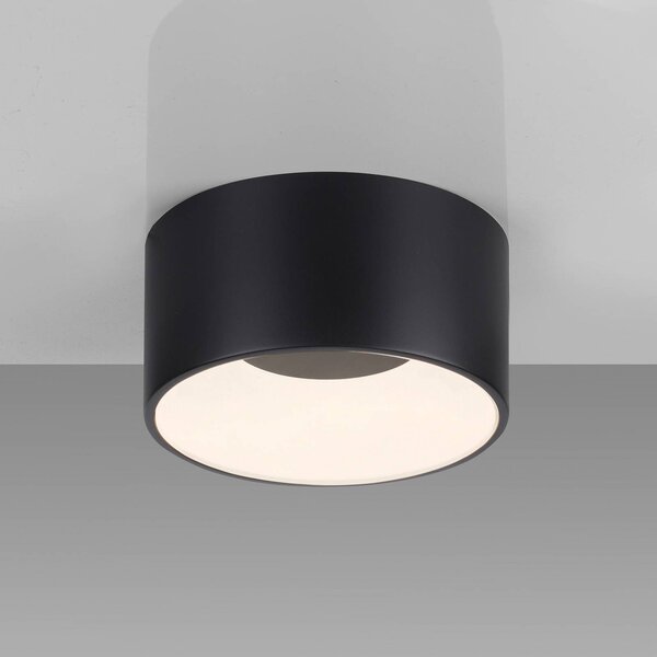 JUST LIGHT. GmbH LED mennyezeti lámpa Tanika fekete, Ø16cm, dimmelhető, dimmelhető, Fekete, Nappali / Étkező, Kerámia, Modern